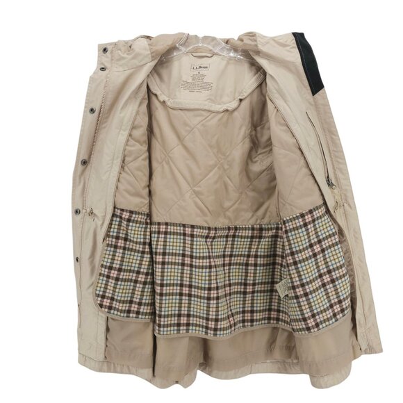 LL BEAN Women's Beige Hooded Jacket Zip Out Liner Size SMALL PETITE - Picture 7 of 11